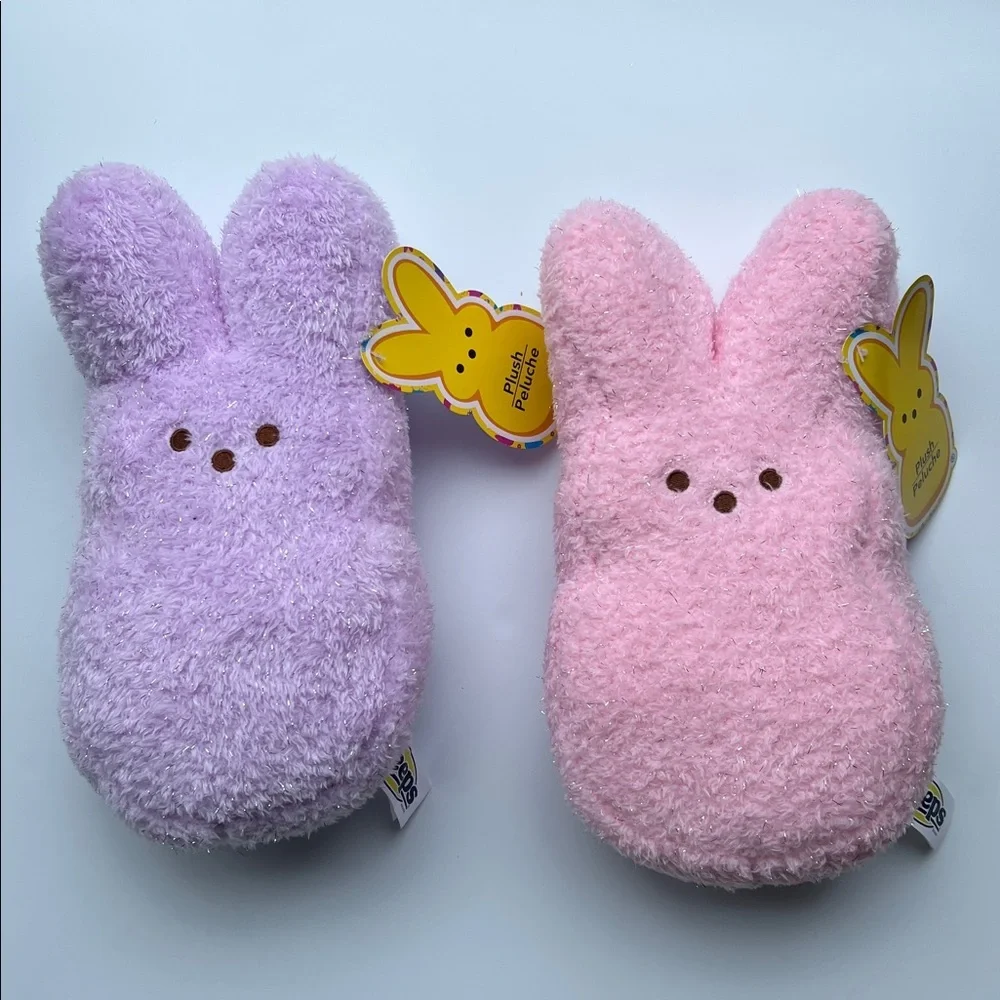 NWT Peeps Plush Bunny Set - Sparkle Purple and Pink Easter 11”